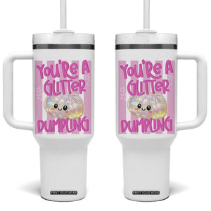 You Are A Glitter Dumpling Cute Preppy Pastel Graphic Tumbler With Handle Kawaii Pastel Pink Striped Food Quote