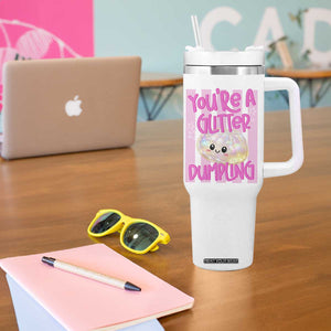 You Are A Glitter Dumpling Cute Preppy Pastel Graphic Tumbler With Handle Kawaii Pastel Pink Striped Food Quote