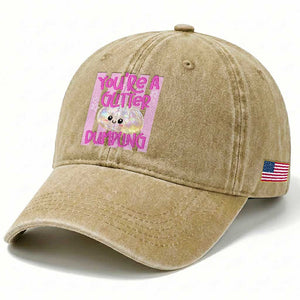 You Are A Glitter Dumpling Cute Preppy Pastel Graphic Washed Cotton Baseball Cap Kawaii Pastel Pink Striped Food Quote
