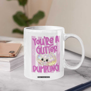You Are A Glitter Dumpling Cute Preppy Pastel Graphic Coffee Mug Kawaii Pastel Pink Striped Food Quote