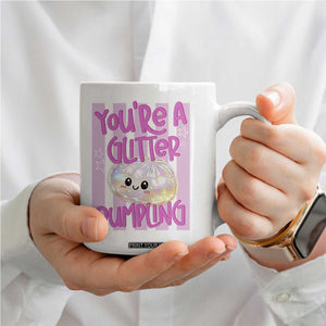 You Are A Glitter Dumpling Cute Preppy Pastel Graphic Coffee Mug Kawaii Pastel Pink Striped Food Quote