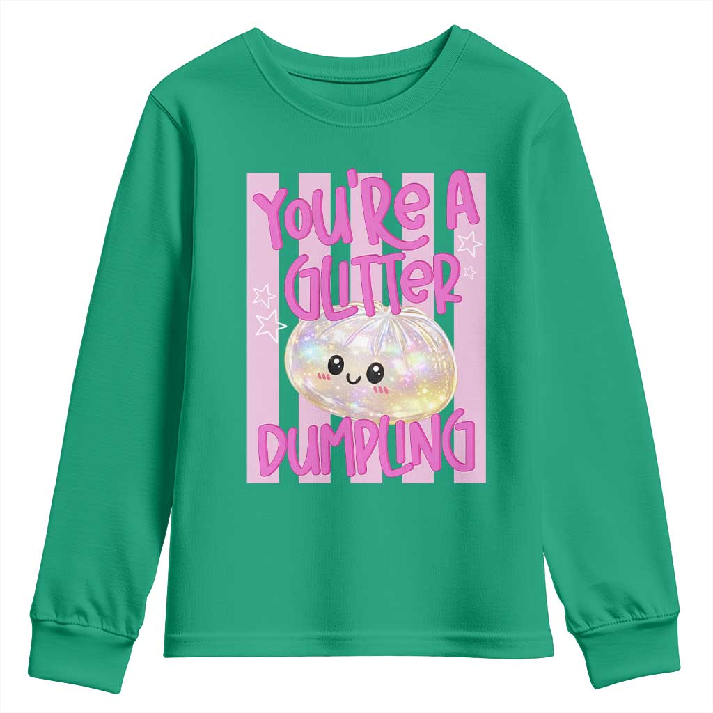 You Are A Glitter Dumpling Cute Preppy Pastel Graphic Youth Sweatshirt Kawaii Pastel Pink Striped Food Quote