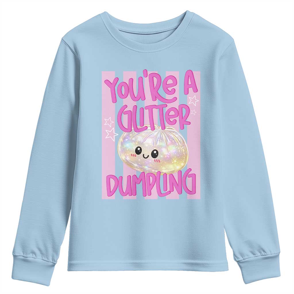 You Are A Glitter Dumpling Cute Preppy Pastel Graphic Youth Sweatshirt Kawaii Pastel Pink Striped Food Quote