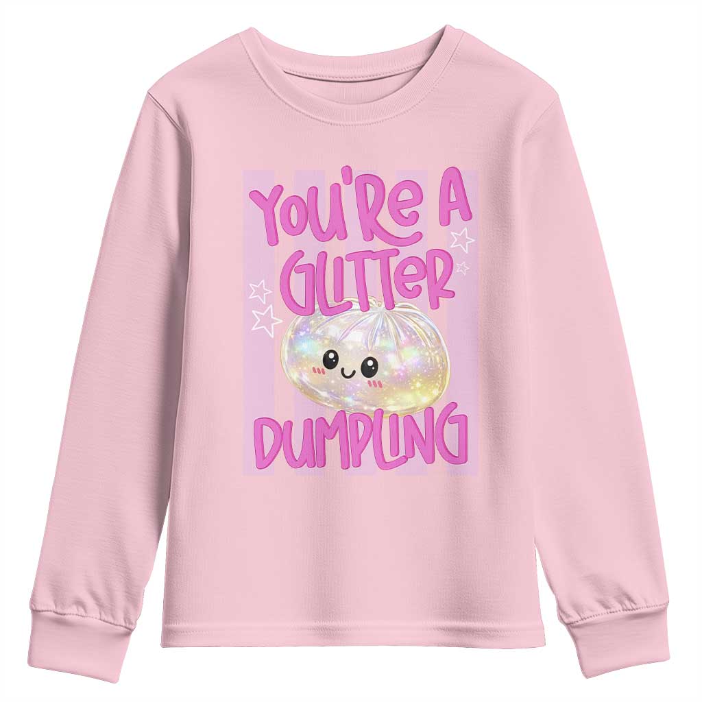 You Are A Glitter Dumpling Cute Preppy Pastel Graphic Youth Sweatshirt Kawaii Pastel Pink Striped Food Quote