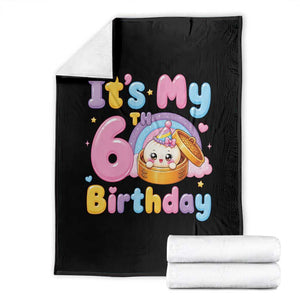 Its My 6th Birthday Kawaii Glitter Dumpling Graphic Throw Blanket Cute 6 Years Old Rainbow Bday Girl Party