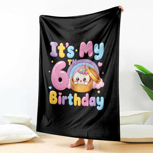 Its My 6th Birthday Kawaii Glitter Dumpling Graphic Throw Blanket Cute 6 Years Old Rainbow Bday Girl Party