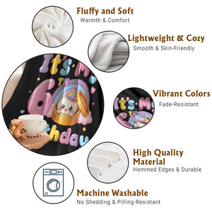 Its My 6th Birthday Kawaii Glitter Dumpling Graphic Throw Blanket Cute 6 Years Old Rainbow Bday Girl Party