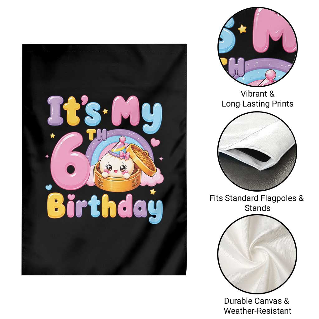 Its My 6th Birthday Kawaii Glitter Dumpling Graphic Garden Flag Cute 6 Years Old Rainbow Bday Girl Party