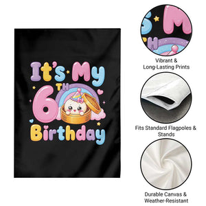 Its My 6th Birthday Kawaii Glitter Dumpling Graphic Garden Flag Cute 6 Years Old Rainbow Bday Girl Party