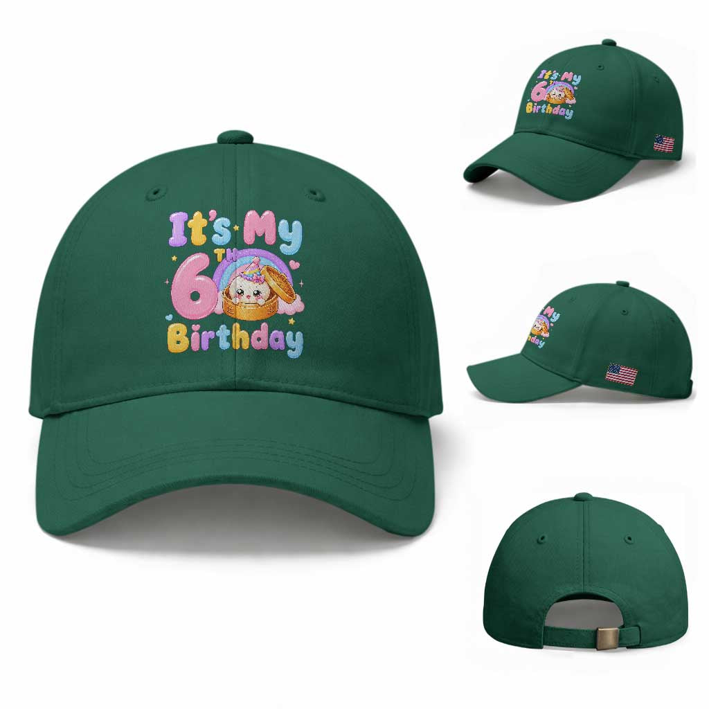 Its My 6th Birthday Kawaii Glitter Dumpling Graphic Baseball Cap Cute 6 Years Old Rainbow Bday Girl Party