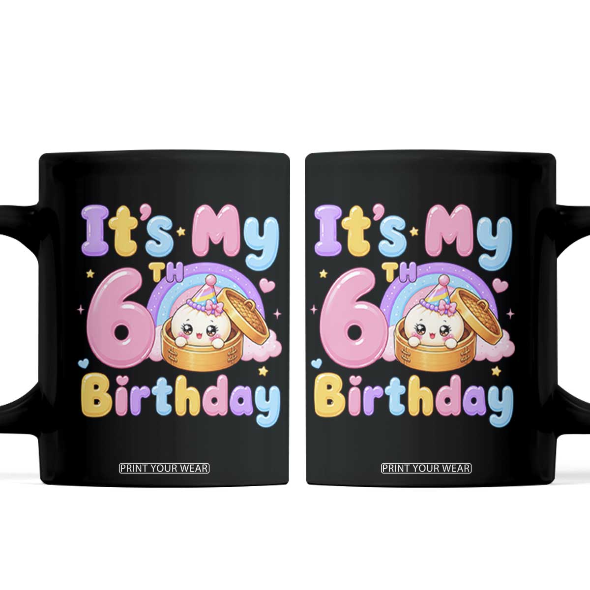 Its My 6th Birthday Kawaii Glitter Dumpling Graphic Coffee Mug Cute 6 Years Old Rainbow Bday Girl Party