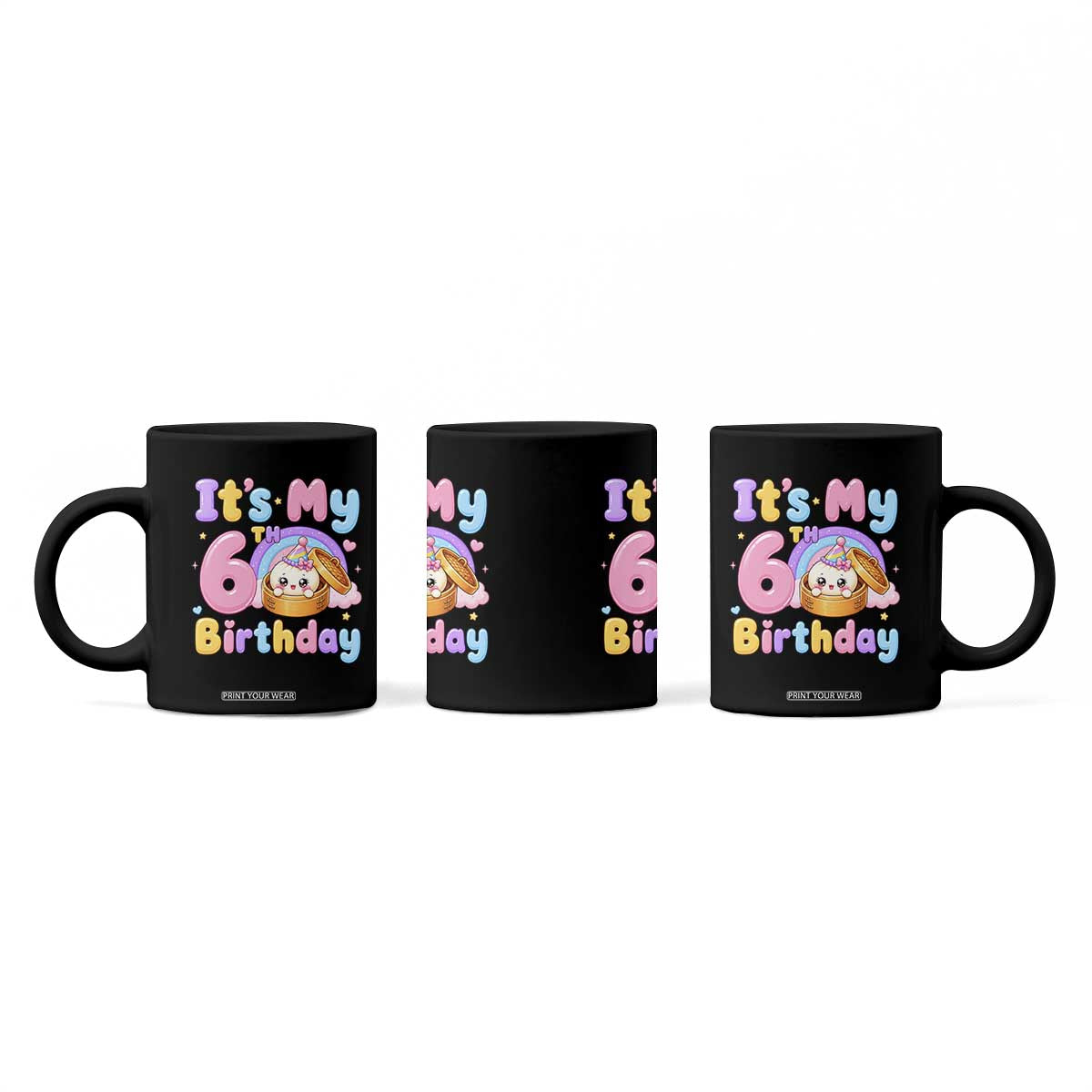 Its My 6th Birthday Kawaii Glitter Dumpling Graphic Coffee Mug Cute 6 Years Old Rainbow Bday Girl Party
