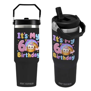 Its My 6th Birthday Kawaii Glitter Dumpling Graphic Flip Straw Tumbler Cute 6 Years Old Rainbow Bday Girl Party