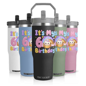 Its My 6th Birthday Kawaii Glitter Dumpling Graphic Flip Straw Tumbler Cute 6 Years Old Rainbow Bday Girl Party