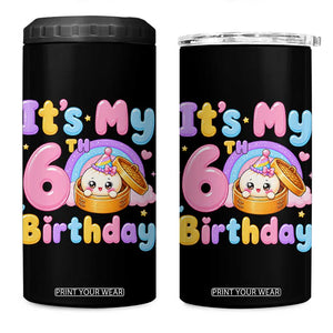 Its My 6th Birthday Kawaii Glitter Dumpling Graphic 4 in 1 Can Cooler Tumbler Cute 6 Years Old Rainbow Bday Girl Party