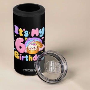 Its My 6th Birthday Kawaii Glitter Dumpling Graphic 4 in 1 Can Cooler Tumbler Cute 6 Years Old Rainbow Bday Girl Party