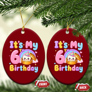 Its My 6th Birthday Kawaii Glitter Dumpling Graphic Ceramic Ornament Cute 6 Years Old Rainbow Bday Girl Party
