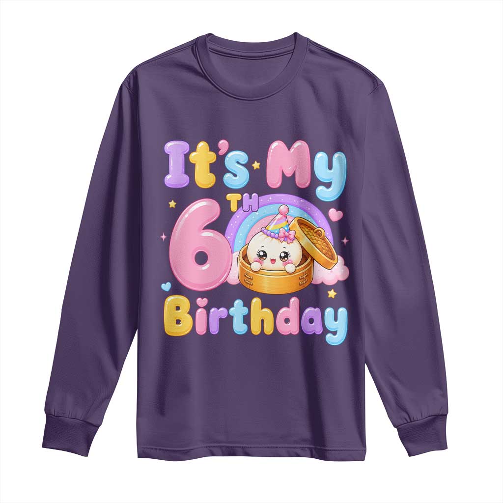Its My 6th Birthday Kawaii Glitter Dumpling Graphic Long Sleeve Shirt Cute 6 Years Old Rainbow Bday Girl Party