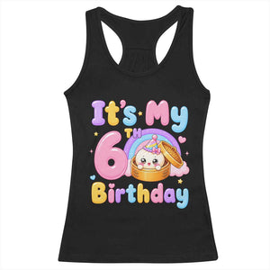 Its My 6th Birthday Kawaii Glitter Dumpling Graphic Racerback Tank Top Cute 6 Years Old Rainbow Bday Girl Party