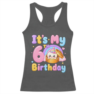 Its My 6th Birthday Kawaii Glitter Dumpling Graphic Racerback Tank Top Cute 6 Years Old Rainbow Bday Girl Party