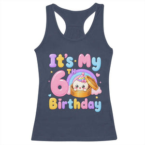 Its My 6th Birthday Kawaii Glitter Dumpling Graphic Racerback Tank Top Cute 6 Years Old Rainbow Bday Girl Party