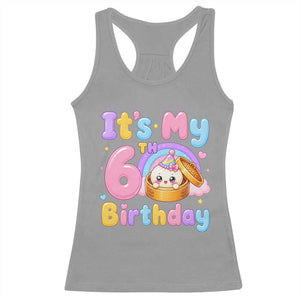 Its My 6th Birthday Kawaii Glitter Dumpling Graphic Racerback Tank Top Cute 6 Years Old Rainbow Bday Girl Party