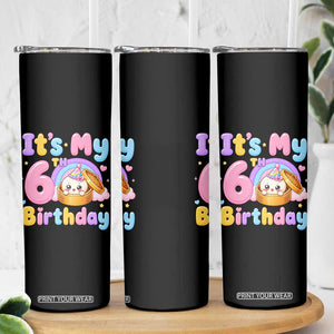 Its My 6th Birthday Kawaii Glitter Dumpling Graphic Skinny Tumbler Cute 6 Years Old Rainbow Bday Girl Party