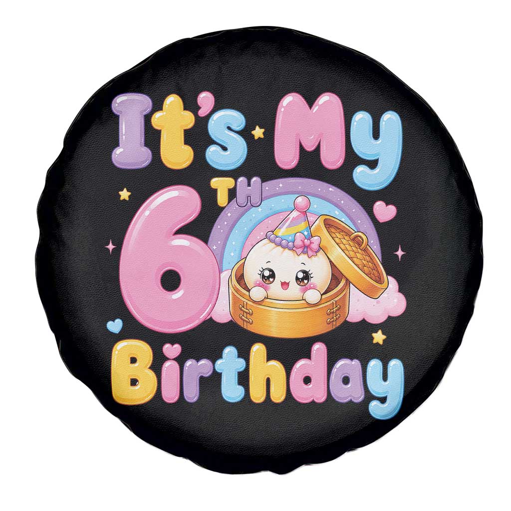 Its My 6th Birthday Kawaii Glitter Dumpling Graphic Spare Tire Cover Cute 6 Years Old Rainbow Bday Girl Party