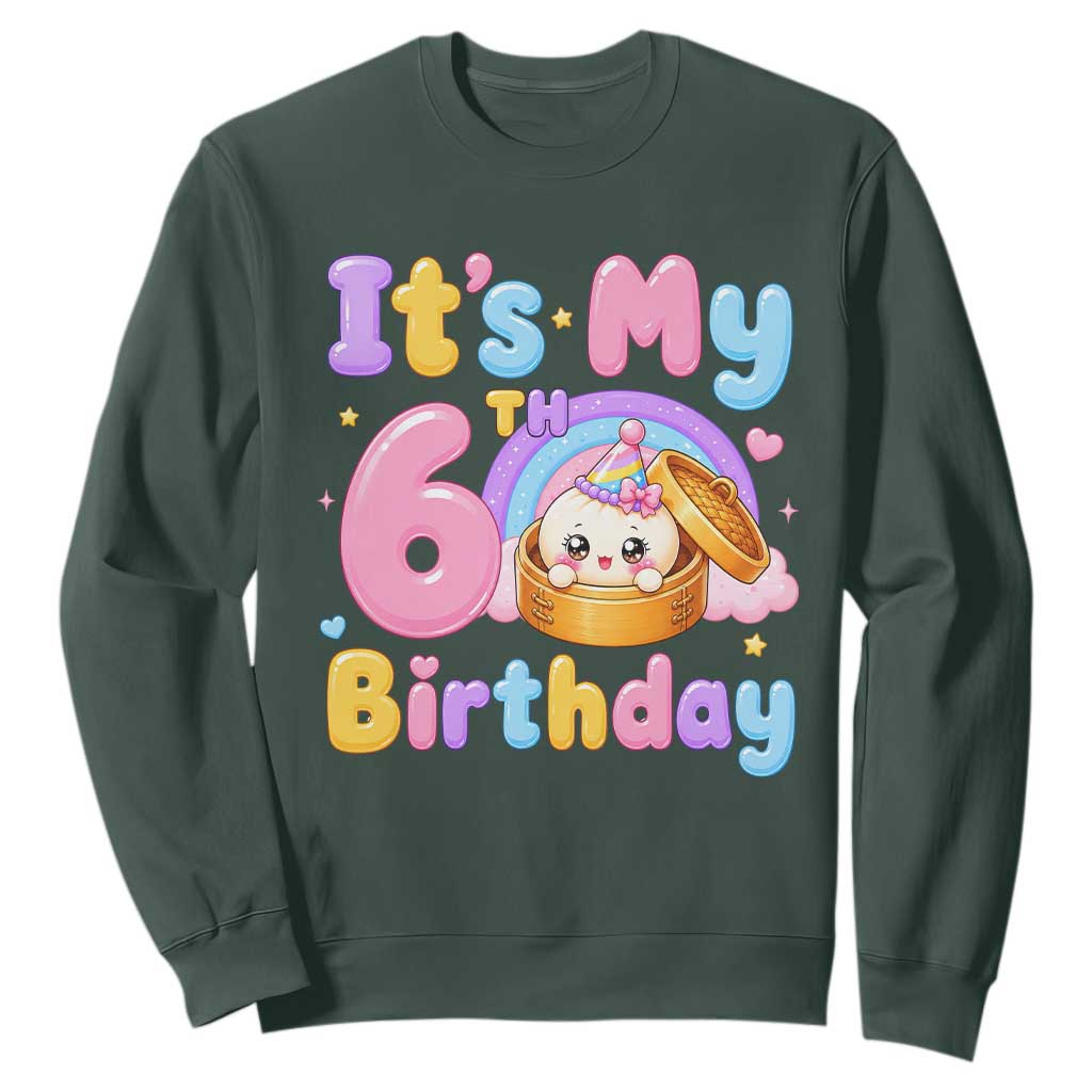 Its My 6th Birthday Kawaii Glitter Dumpling Graphic Sweatshirt Cute 6 Years Old Rainbow Bday Girl Party