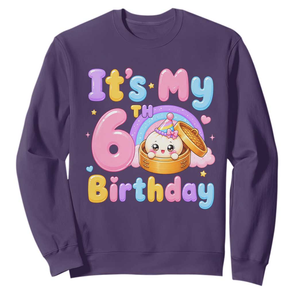 Its My 6th Birthday Kawaii Glitter Dumpling Graphic Sweatshirt Cute 6 Years Old Rainbow Bday Girl Party