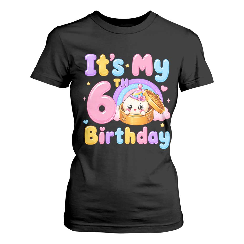 Its My 6th Birthday Kawaii Glitter Dumpling Graphic T Shirt For Women Cute 6 Years Old Rainbow Bday Girl Party