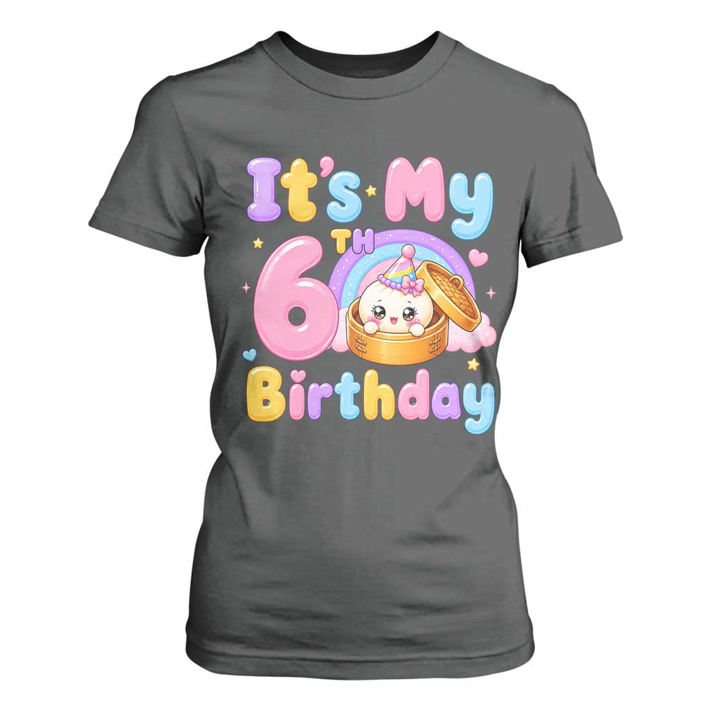 Its My 6th Birthday Kawaii Glitter Dumpling Graphic T Shirt For Women Cute 6 Years Old Rainbow Bday Girl Party