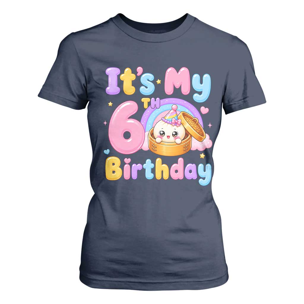 Its My 6th Birthday Kawaii Glitter Dumpling Graphic T Shirt For Women Cute 6 Years Old Rainbow Bday Girl Party