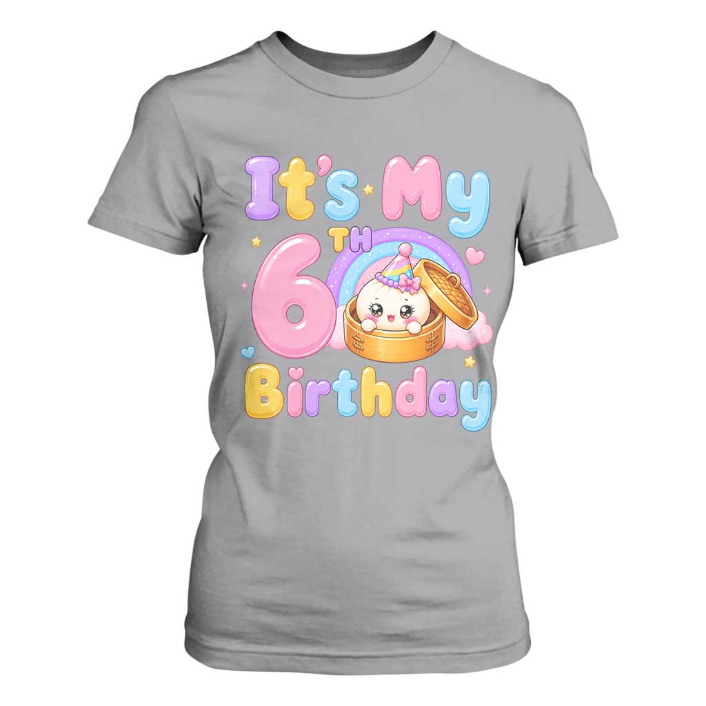 Its My 6th Birthday Kawaii Glitter Dumpling Graphic T Shirt For Women Cute 6 Years Old Rainbow Bday Girl Party