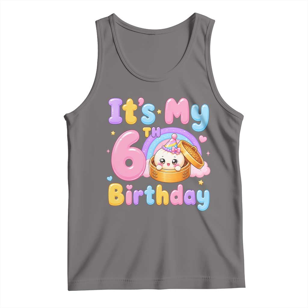 Its My 6th Birthday Kawaii Glitter Dumpling Graphic Tank Top Cute 6 Years Old Rainbow Bday Girl Party