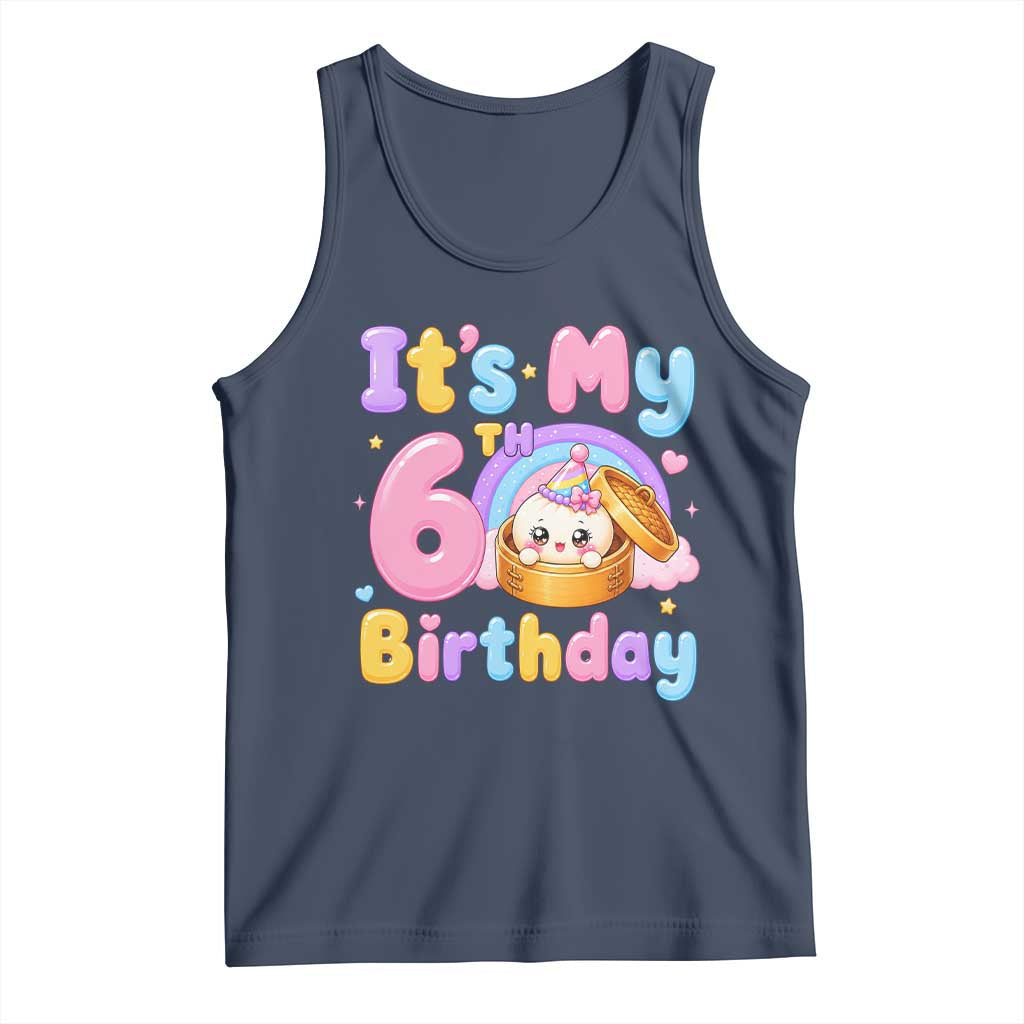 Its My 6th Birthday Kawaii Glitter Dumpling Graphic Tank Top Cute 6 Years Old Rainbow Bday Girl Party
