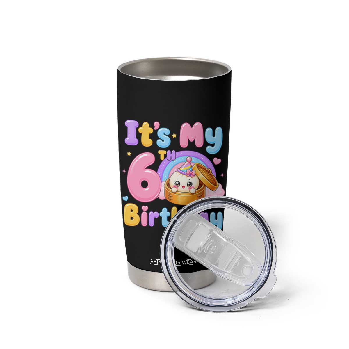 Its My 6th Birthday Kawaii Glitter Dumpling Graphic Tumbler Cup Cute 6 Years Old Rainbow Bday Girl Party