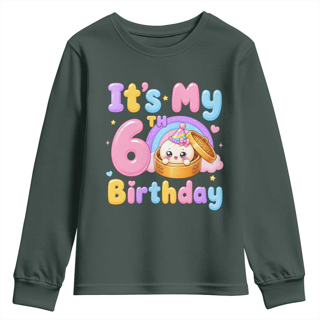 Its My 6th Birthday Kawaii Glitter Dumpling Graphic Youth Sweatshirt Cute 6 Years Old Rainbow Bday Girl Party