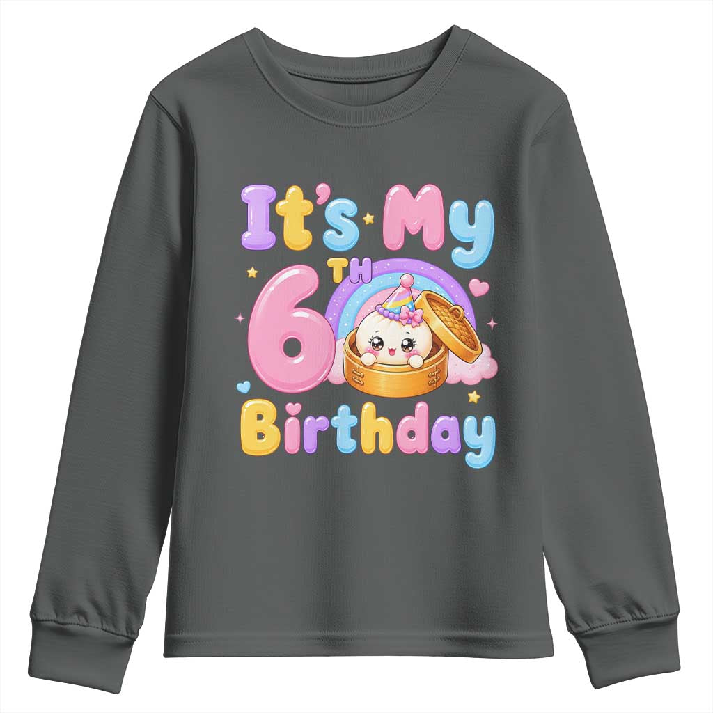 Its My 6th Birthday Kawaii Glitter Dumpling Graphic Youth Sweatshirt Cute 6 Years Old Rainbow Bday Girl Party