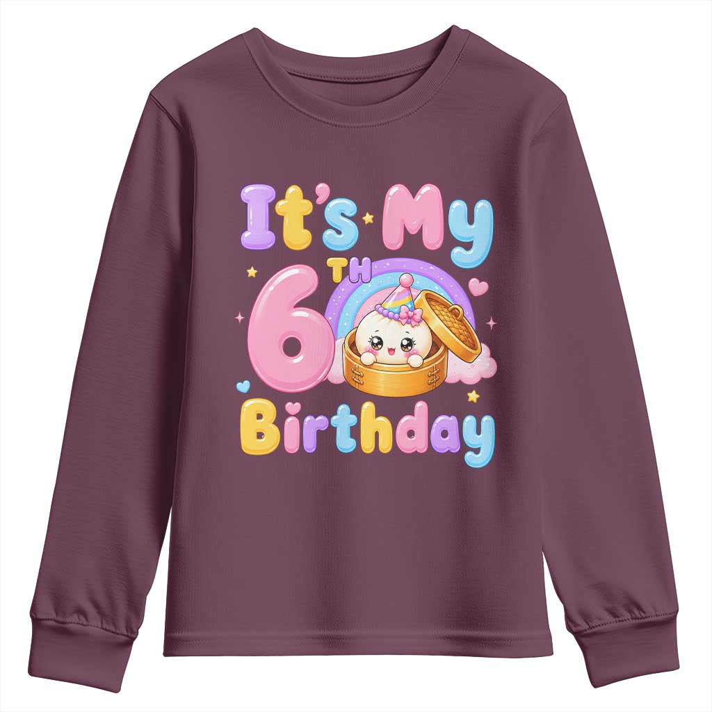 Its My 6th Birthday Kawaii Glitter Dumpling Graphic Youth Sweatshirt Cute 6 Years Old Rainbow Bday Girl Party