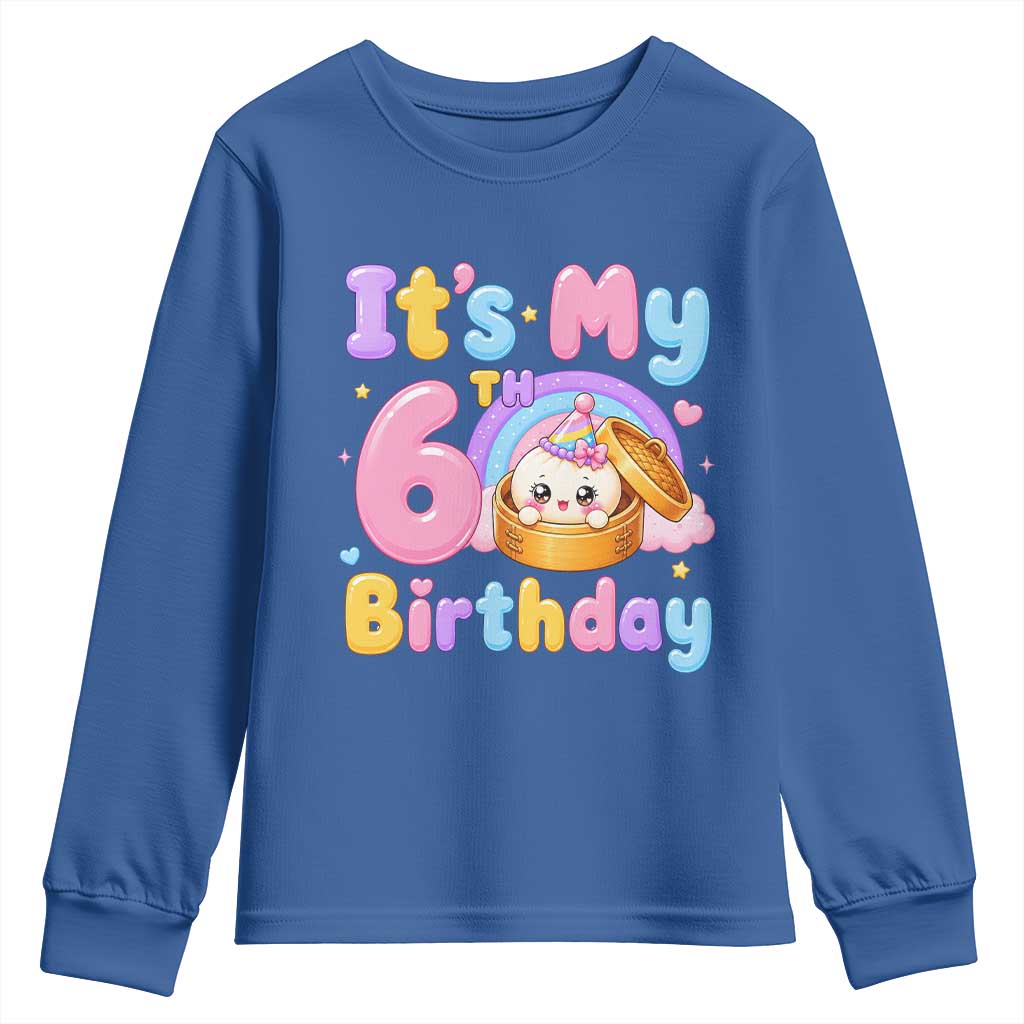 Its My 6th Birthday Kawaii Glitter Dumpling Graphic Youth Sweatshirt Cute 6 Years Old Rainbow Bday Girl Party
