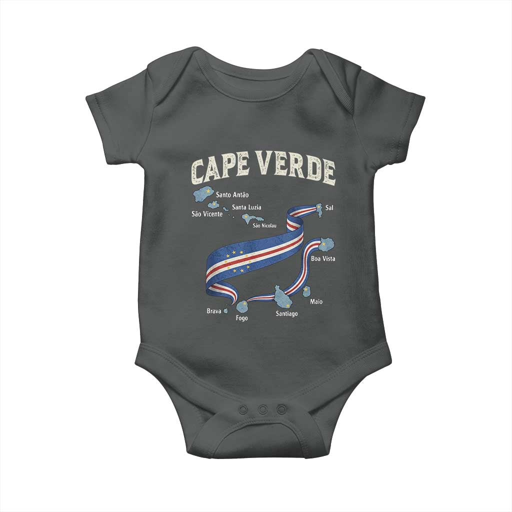 Cape Verde Islands Map National Flag Baby Onesie Cabo Verde Archipelago Geography Pride TS02 Dark Heather Print Your Wear