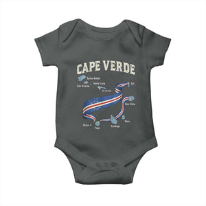Cape Verde Islands Map National Flag Baby Onesie Cabo Verde Archipelago Geography Pride TS02 Dark Heather Print Your Wear
