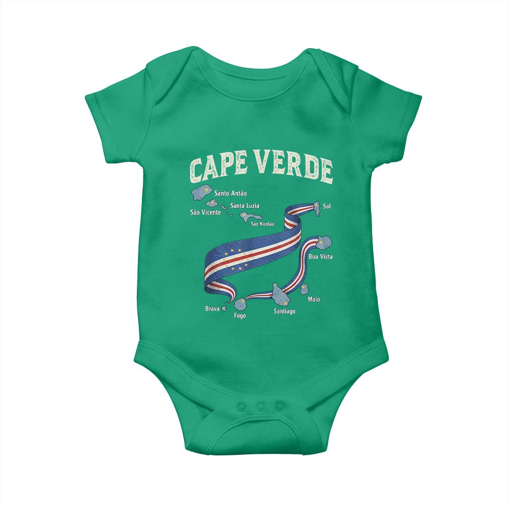 Cape Verde Islands Map National Flag Baby Onesie Cabo Verde Archipelago Geography Pride TS02 Irish Green Print Your Wear