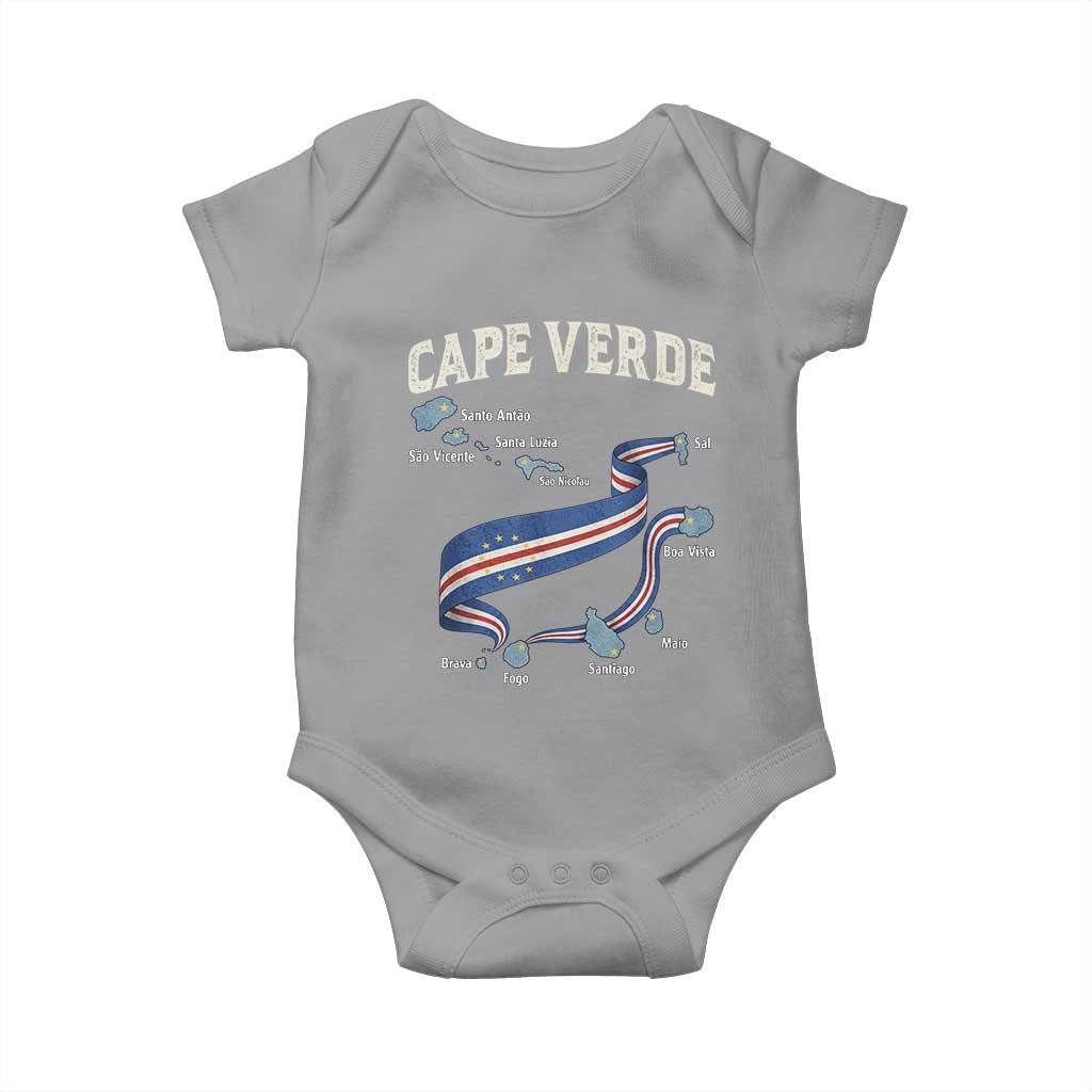 Cape Verde Islands Map National Flag Baby Onesie Cabo Verde Archipelago Geography Pride TS02 Sport Gray Print Your Wear