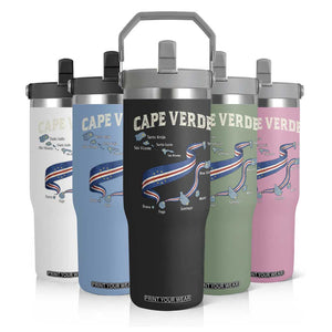 Cape Verde Islands Map National Flag Flip Straw Tumbler Cabo Verde Archipelago Geography Pride TS02 Print Your Wear
