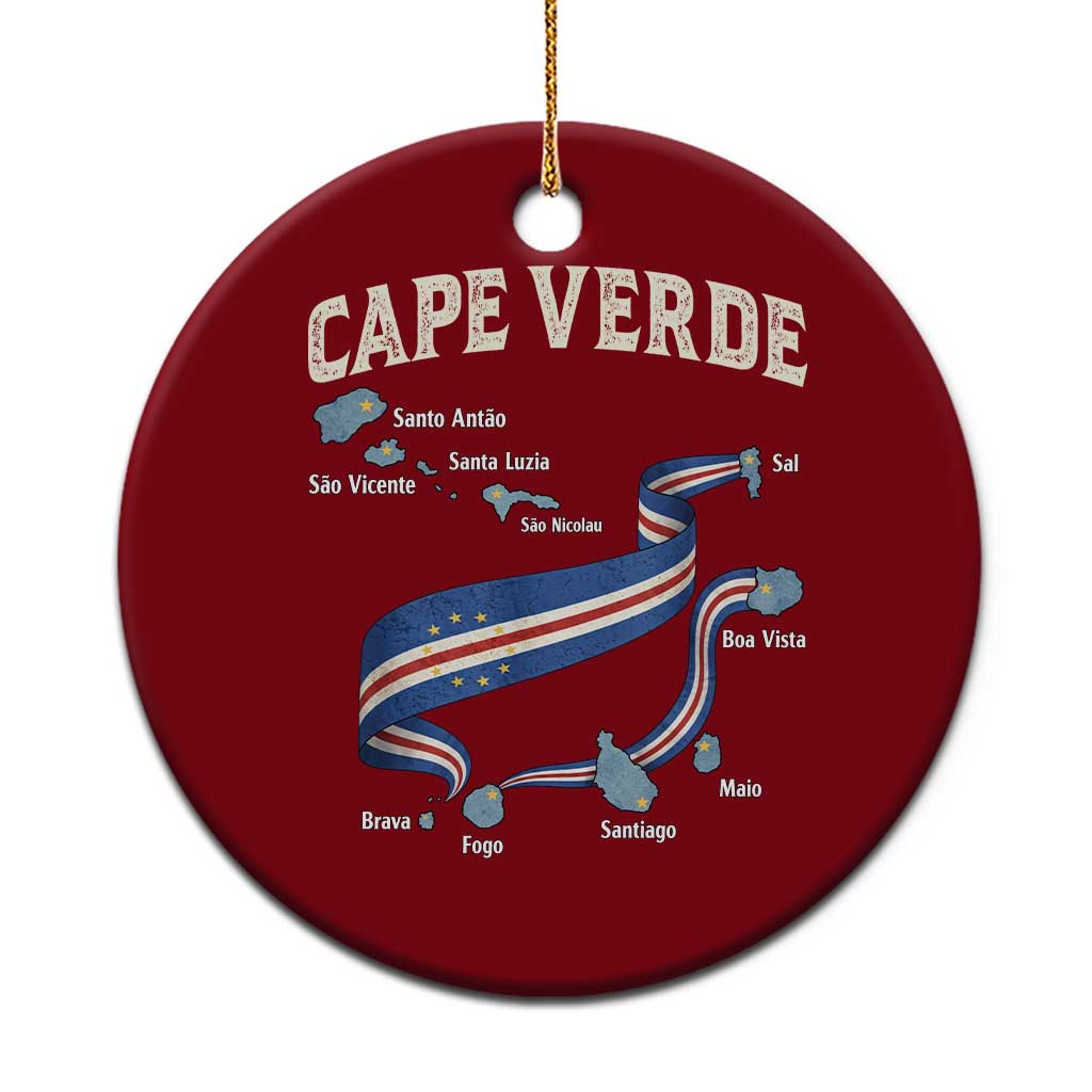 Cape Verde Islands Map National Flag Ceramic Ornament Cabo Verde Archipelago Geography Pride TS02 1pc Red Print Your Wear