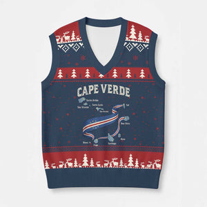 Cape Verde Islands Map National Flag V-Neck Knit Sweater Vest Cabo Verde Archipelago Geography Pride TS02 Navy Red Print Your Wear