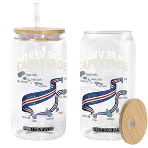 Cape Verde Islands Map National Flag Glass Can Cabo Verde Archipelago Geography Pride TS02 Print Your Wear