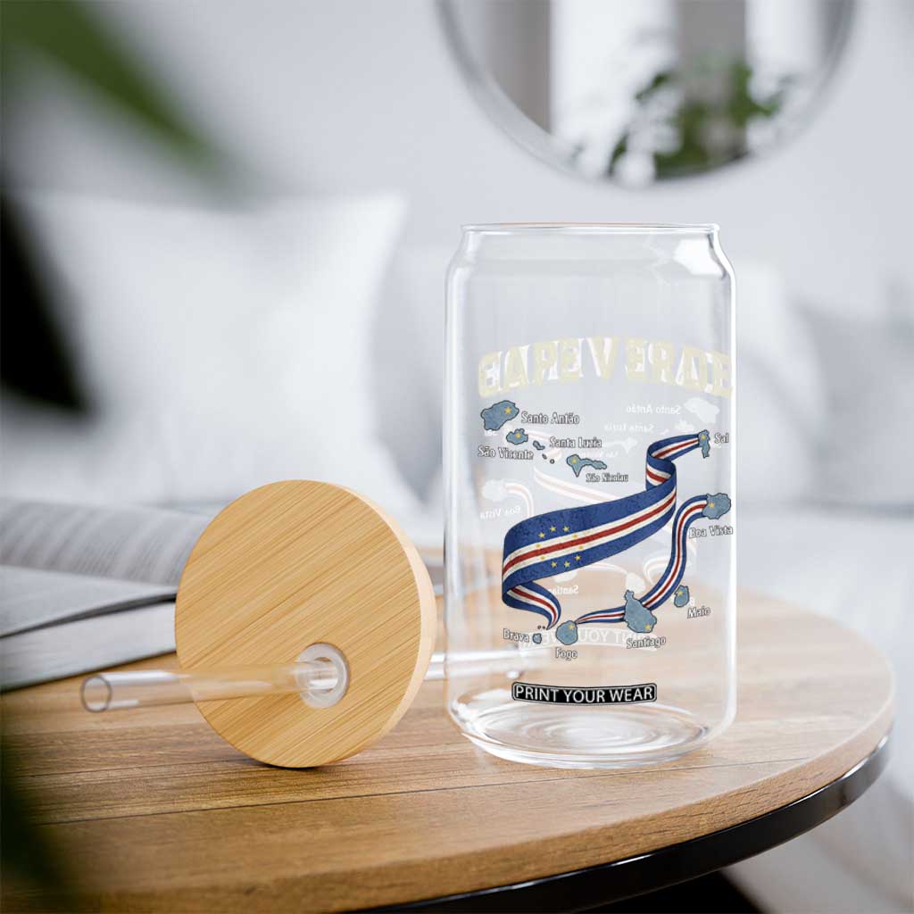 Cape Verde Islands Map National Flag Glass Can Cabo Verde Archipelago Geography Pride TS02 Print Your Wear